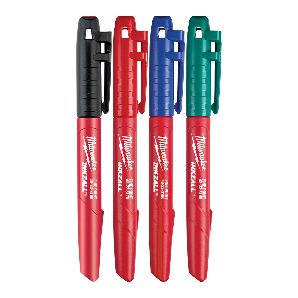 Marking Coloured Marker Fine Tip 4 Pack Inkzall Milwaukee 40027594 48223106