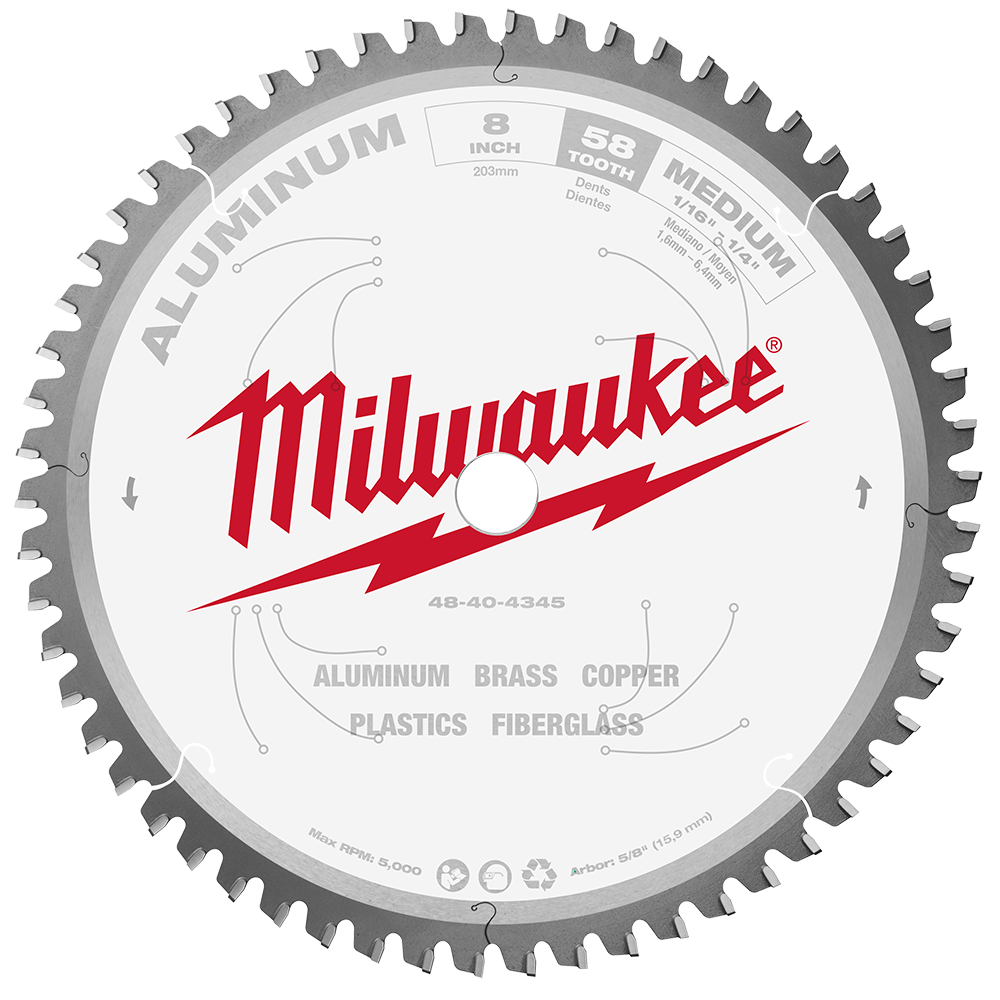 Blade Metal saw 203mm (8'') 58T - Aluminium Milwaukee  48404345 40037166 48404345
