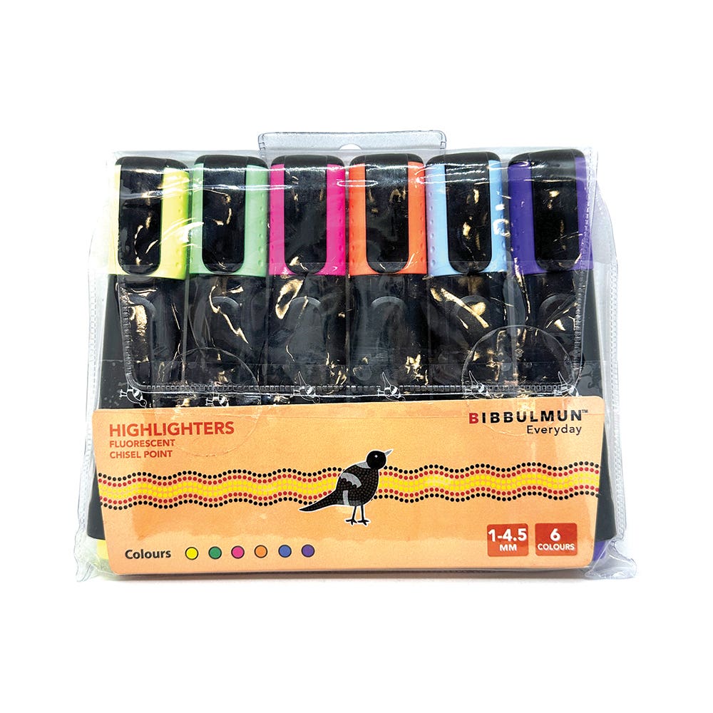 Highlighter Fluro Wallet 6 Assorted Bibbulmun  Fluo-6wt 40044239 NPL-40044239