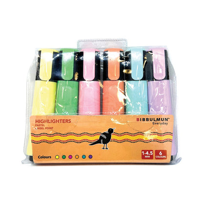 Highlighter Pastel Wallet 6 Assorted Bibbulmun  Pastel-6wt 40044240 Pastel-6wt