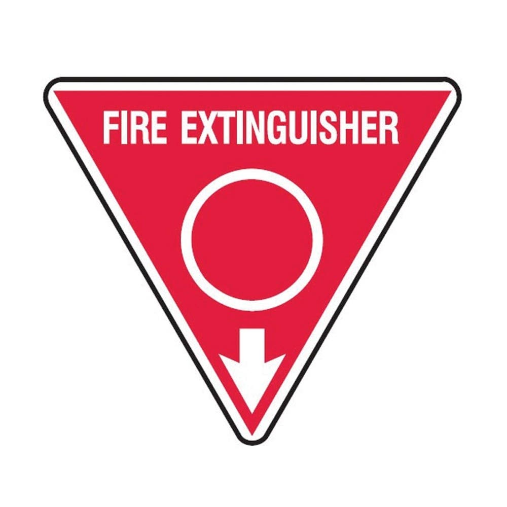 Sign Fire Extinguisher Red White Triangle Poly 350mm Brady 40062638 832800
