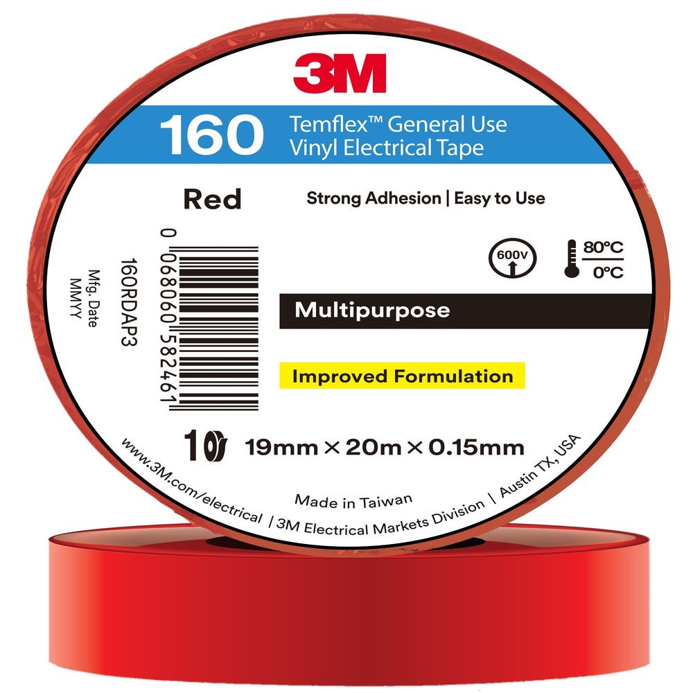 Tape Temflex 160 PVC Electrical Red 19mm X 20m 3M  Red 7100374339_40074836_7100374339