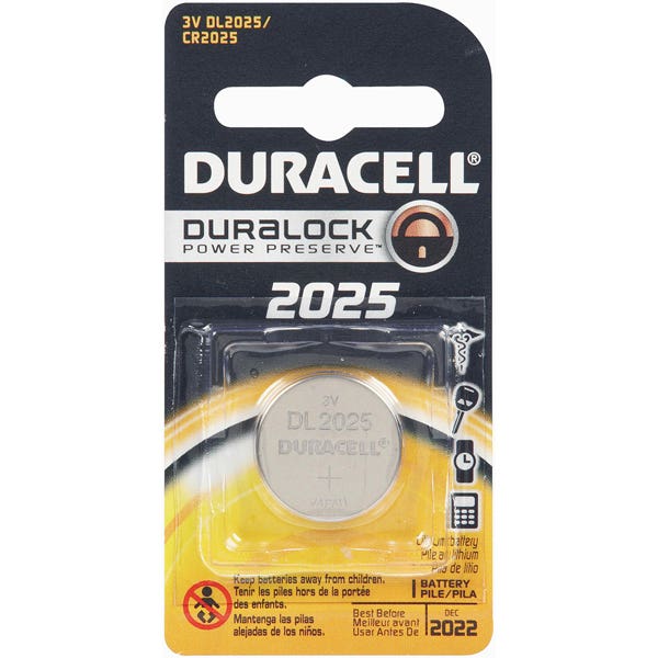 Duracell Battery Lithium Coin 2025 3V Pack 2 12765000 DUR2025