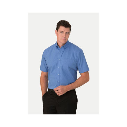 Shirt S/S Poly Cotton Micro Check 4102 SS Blue 2XL_40006021_4102SS-BLU-2XL