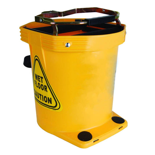 Mop Bucket Plastic Wringer Style With Wheels Yellow 16L Sabco 4123001 SAB-37024