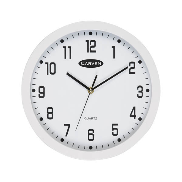 Carven Clock 300mm White Frame_415013010_CL300WH
