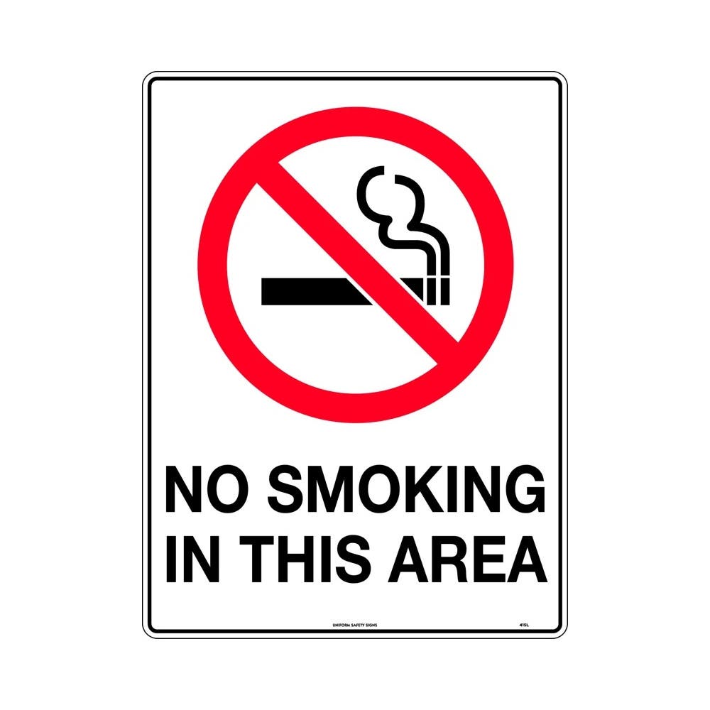 Sign NO SMOKING IN THIS AREA 300 X 450mm Poly_40015610_415LSP