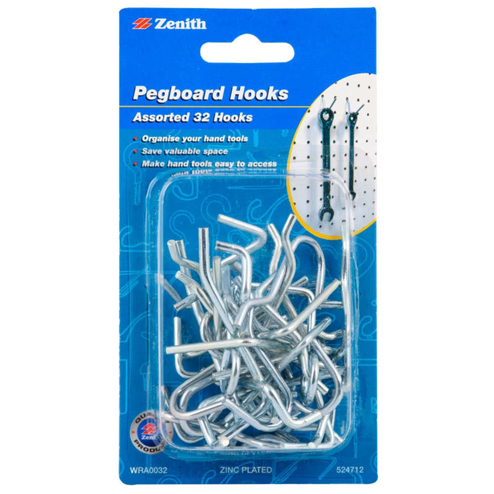 Hook Pegboard Assorted Chrome Plated Zenith Pk 32 4205001 WRA0032