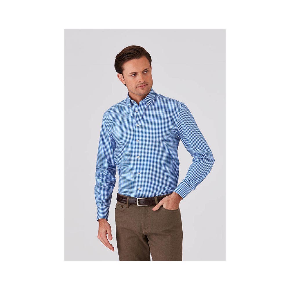 4207LS Gingham Check L/S Cotton Shirt GLEN4207LSBLU_GLEN4207LSBLU