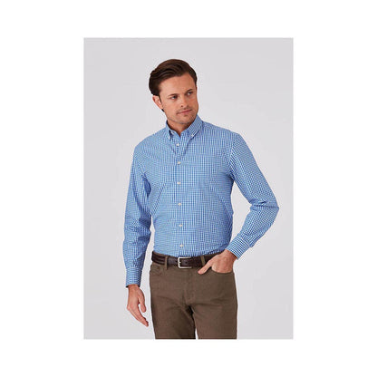 4207LS Gingham Check L/S Cotton Shirt GLEN4207LSBLU_GLEN4207LSBLU
