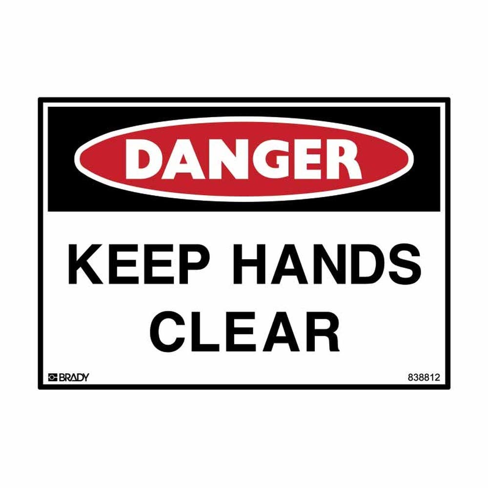 Sign DANGER KEEP HANDS CLEAR 450 x 300mm Poly 421685 835834