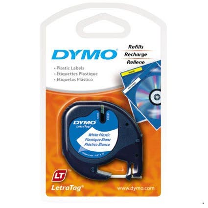 Dymo Tape Letratag Gloss 12mmx4m White 22905900 52038