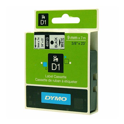 Dymo Labelling Tape D1 9mm X 7M 40913 Black On White S0720680 22551000 55938