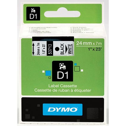 Dymo Labelling Tape D1 24mm X 7M 53713 Black On White 22567500 51857