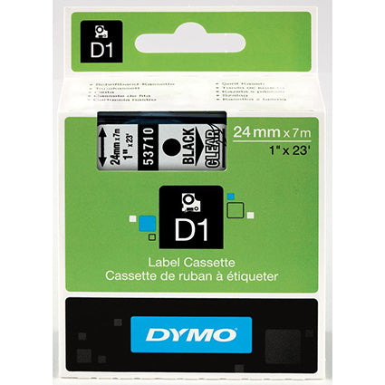 Dymo Labelling Tape D1 24mm X 7M 53710 Black On Clear S0720920_425018800_S0720920