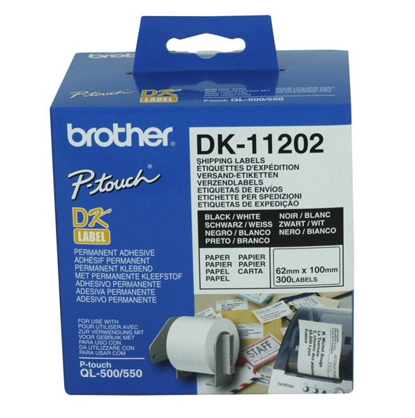 Brother Labels DK-11202 Shipping Name 62X100 White Box 300 425093300 DK-11202