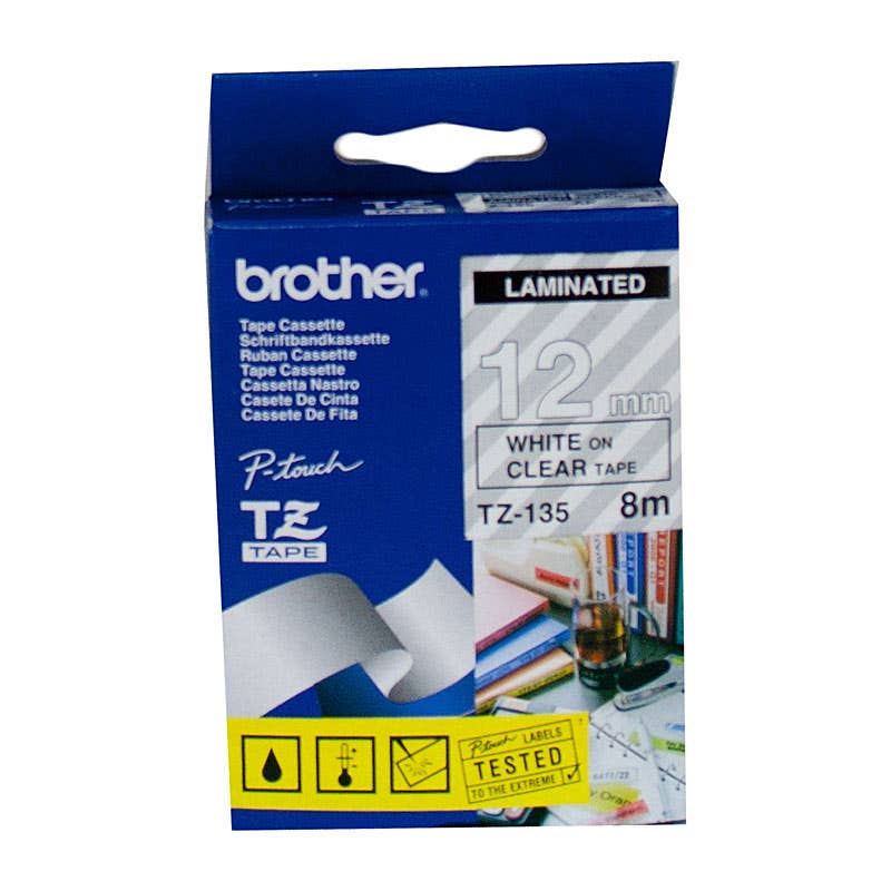 Brother Labels P-Touch Tze-135 12mm White/Clear_425105800_TZE-135