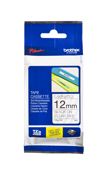 Brother TZE-131 Labelling Tape 12mm X 8m Black On Clear_22608000_TZE-131