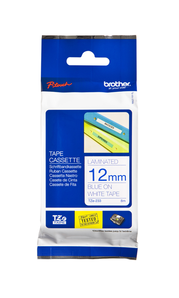 Brother TZE-233 Labelling Tape 12mmx8M Blue On White_22648300_TZE-233