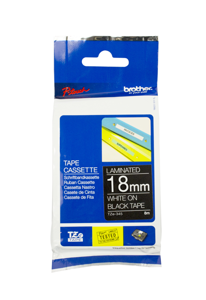 Brother TZE-345 Labelling Tape 18mmx8M White On Black_22623500_TZE-345