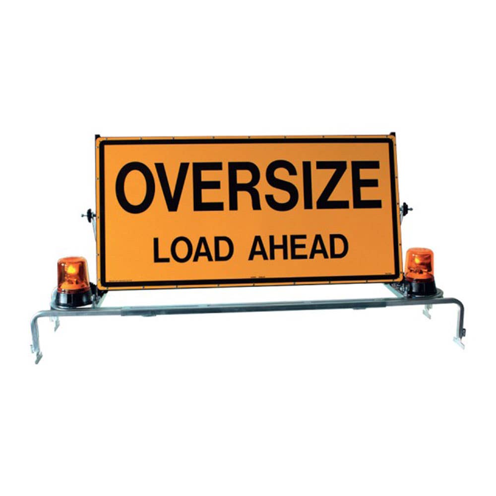 Sign OVERSIZE LOAD AHEAD + Manual Frame/Beacons 600X1200mm Metal Reflective 427029 SSVH98