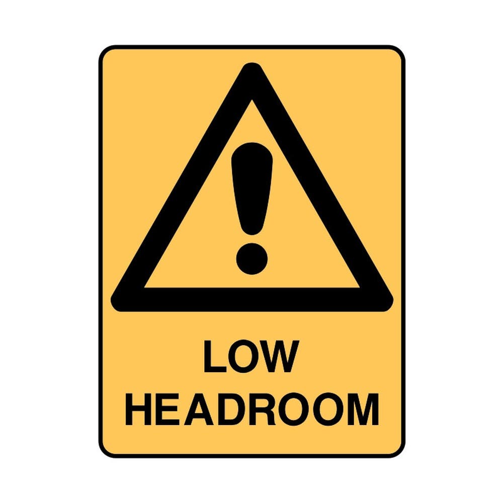 Sign LOW HEADROOM Self Adhesive Vinyl 250x180mm 428700 841395