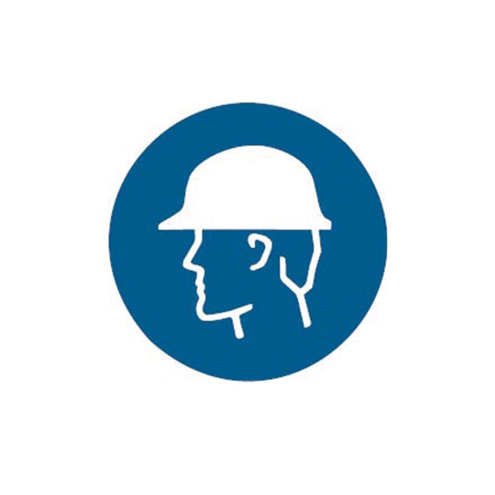 Pictogram HARD HAT 100mm Dia Self Adhesive Vinyl Pk 5 430741 838722