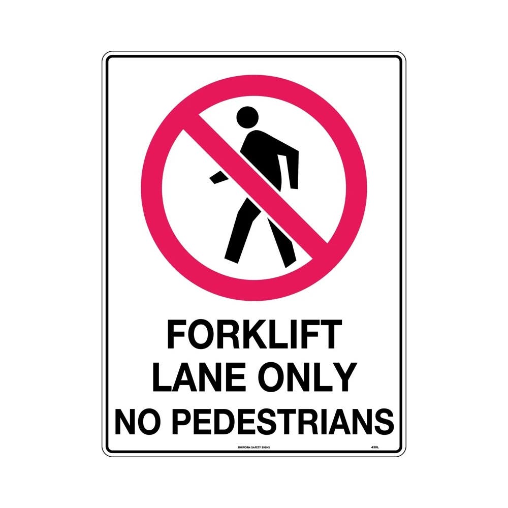 Sign Forklift Lane Only No Pedestrians 450 X 300mm Metal_497194_430LSM