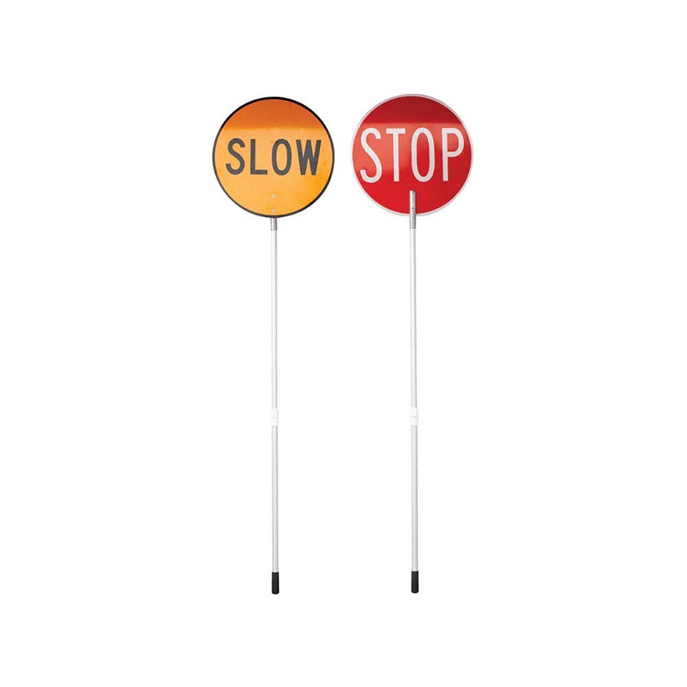 Sign STOP/SLOW Traffic Control Reflective 450mm C/w Telescopic Handle 437226_437226_TTSSB450