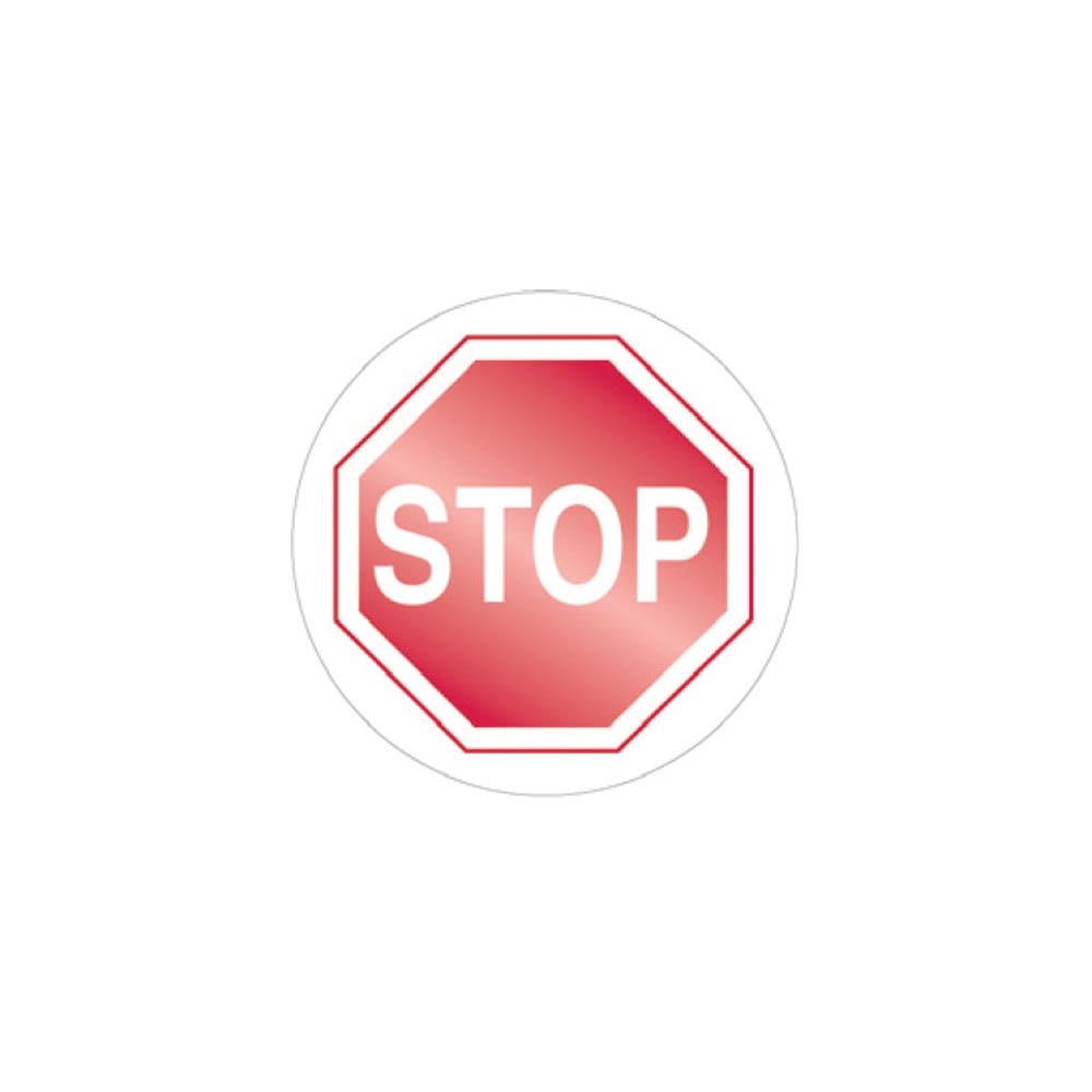 Sign Floor Marker STOP S/A Vinyl 440mm Dia White / Red 438614 842097