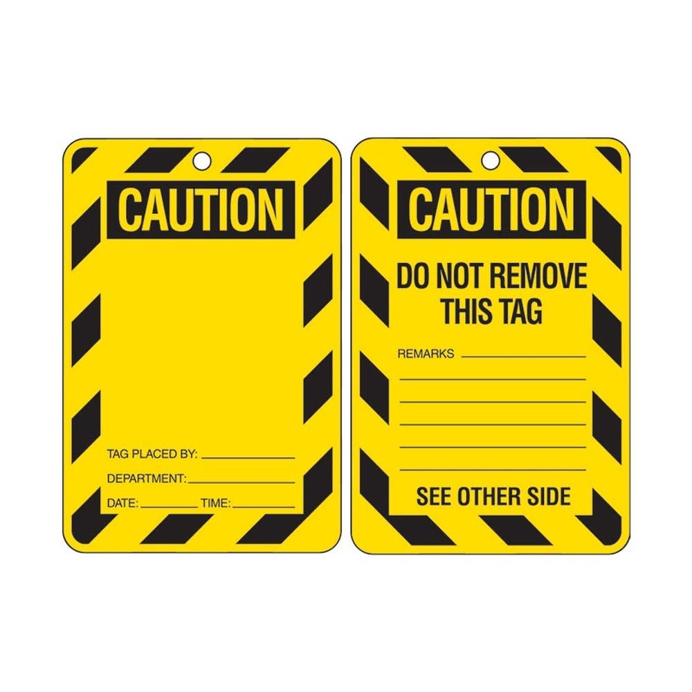 Tag CAUTION Cardstock Yellow/Black 100 X 150mm  Pack 100 439865 842367