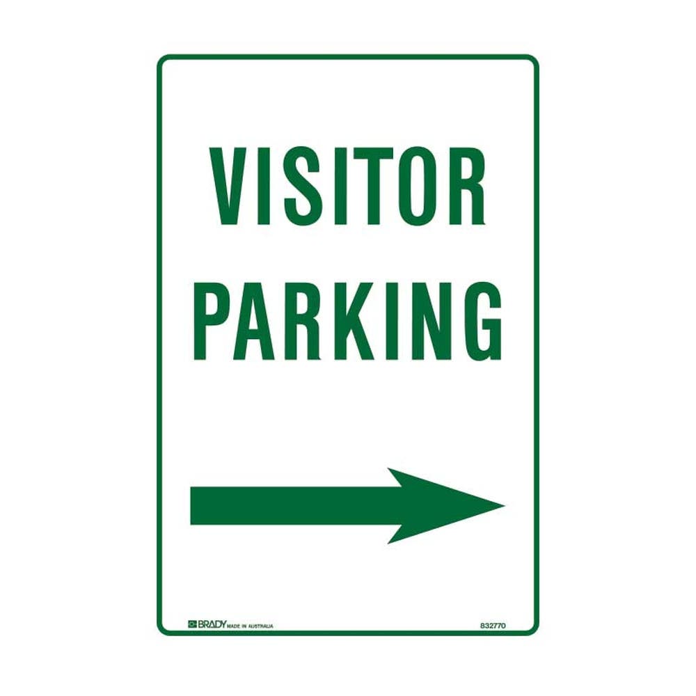 Sign VISITOR PARKING Green & White 250mm  X 180mm Metal 443080 832770