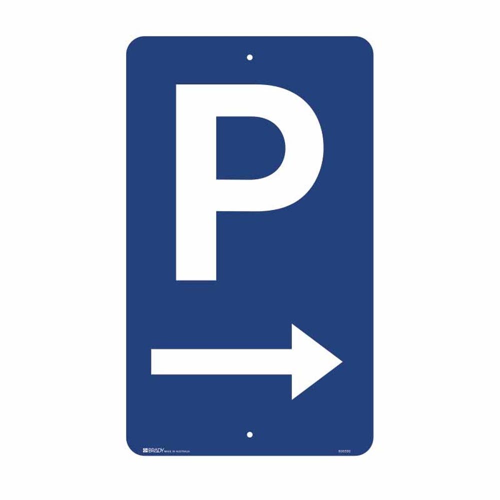 Sign Parking & No Parking-Parking Picto Right White & Blue 450x750mm Metal 443082 835592