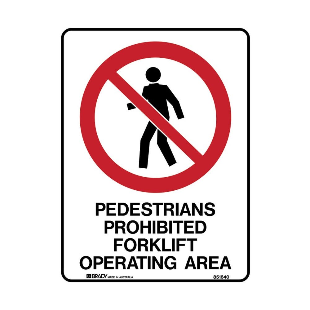 Sign PEDESTRIANS PROHIBITED FORKLIFT OPERATING AREA 450x300 Metal 445725 847442