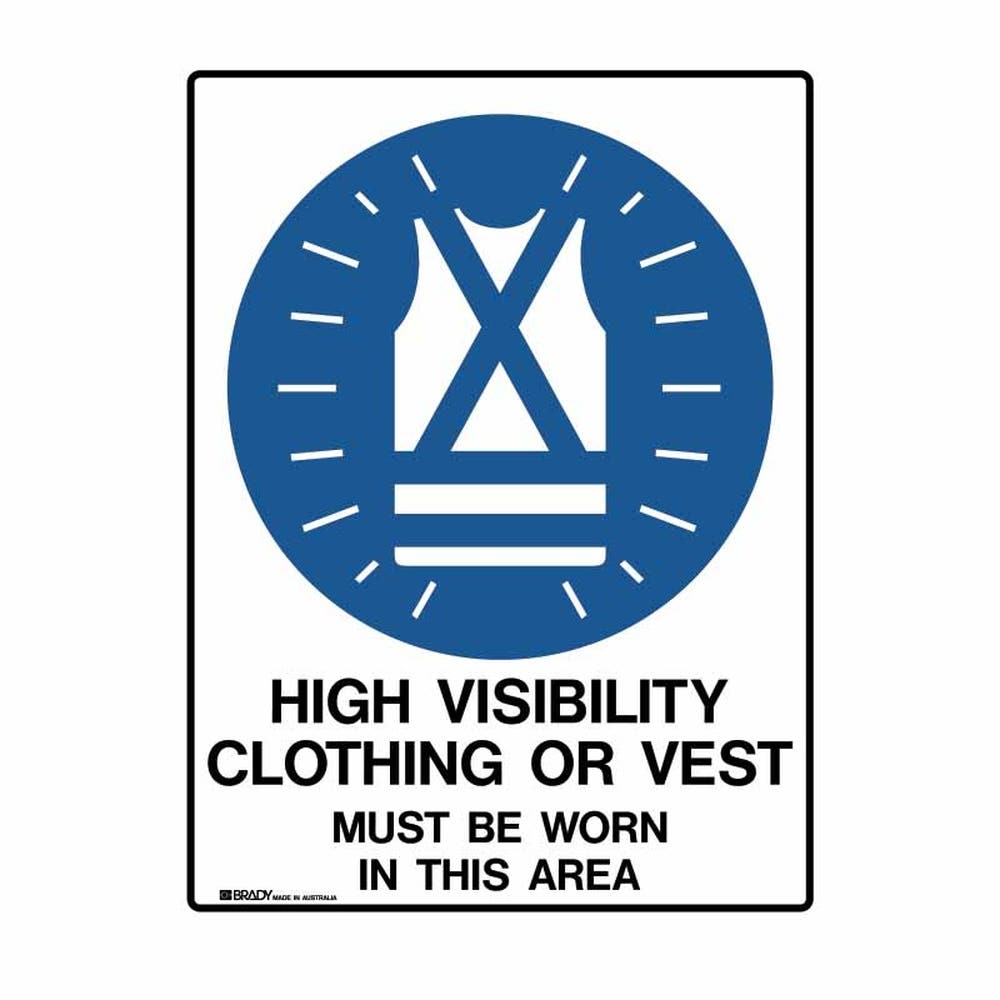 Sign HIGH VISIBILITY CLOTHING OR VEST MUST..... 600 X 450mm Ultratuff Metal 447052 872538