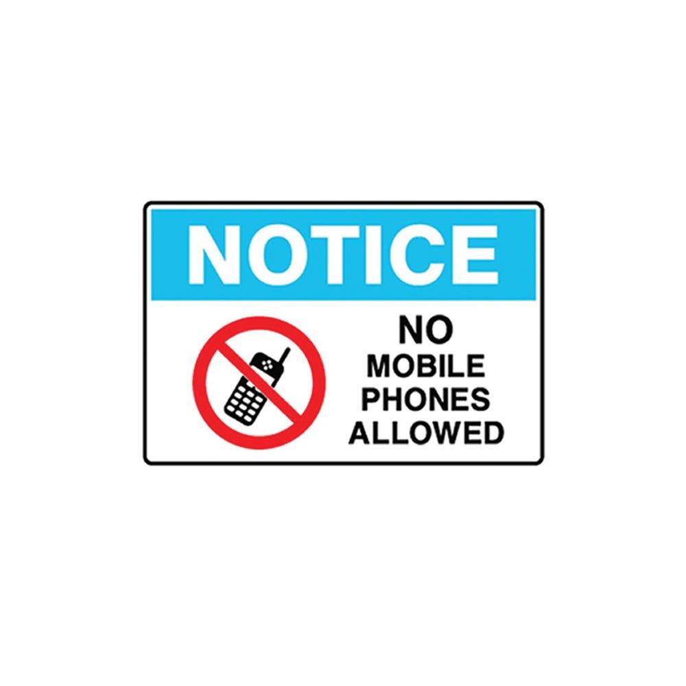 Sign - No Mobiles Allowed SS Vinyl 180 X 250mm 452052 856446