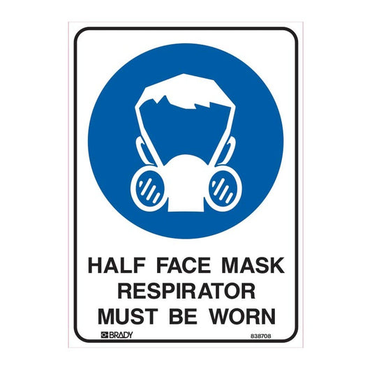 Sign - Half Mask Respirator Must Be Worn 300 X 225mm Metal 452057 841226