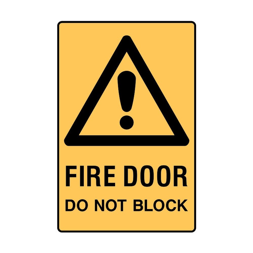 Sign Warning - Fire Door Do Not Block 300x450mm Poly 452924 841691