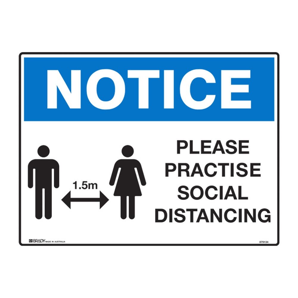 Sign Poly 300 X 225 Please Practice Social Distancing 879137 456005 879137