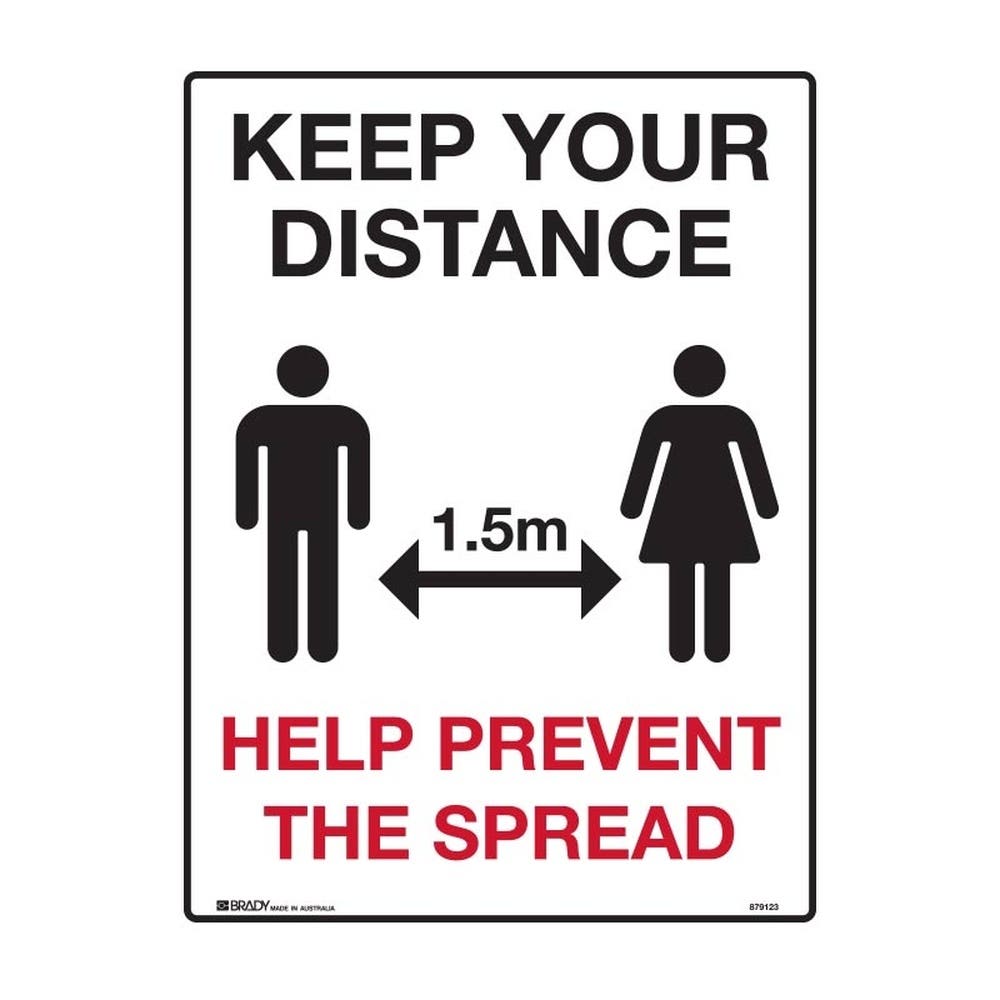 Sign Poly  300 X 450 Keep Your Distance  1.5m Help Prevent The Spread Picto 456007 879125