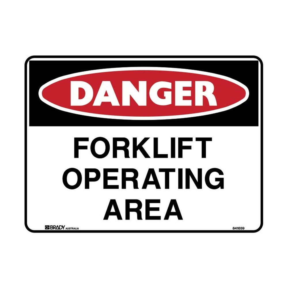 Sign DANGER FORKLIFT OPERATING AREA 300 X 225mm Poly 460949 841658