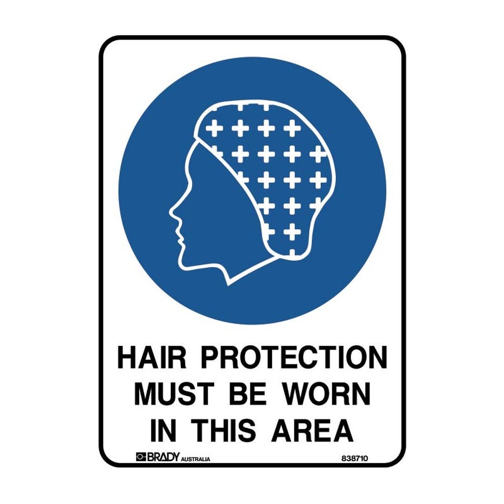 HAIR PROTECTION MUST BE WORN IN THIS AREA 300X225 POLY 462046 840366
