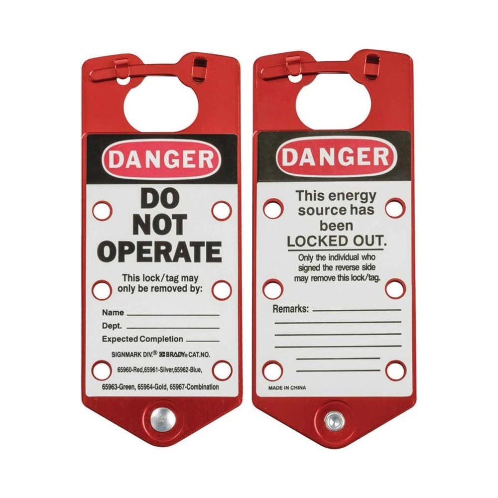Labelled Lockout Hap Aluminium Red Brady 465009 65960/1
