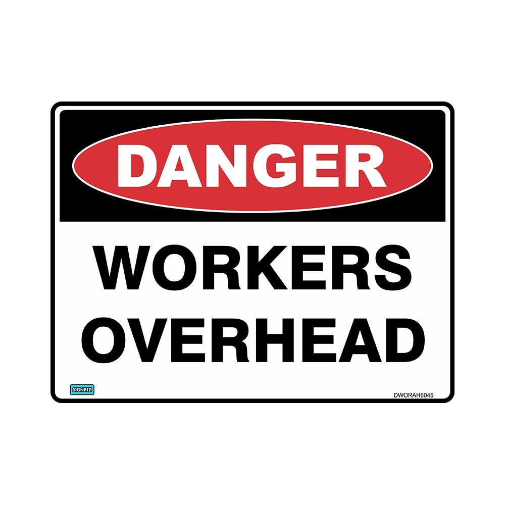 Sign DANGER Workers Working Above 450 X 300mm Metal_465614_DWORAH4530M