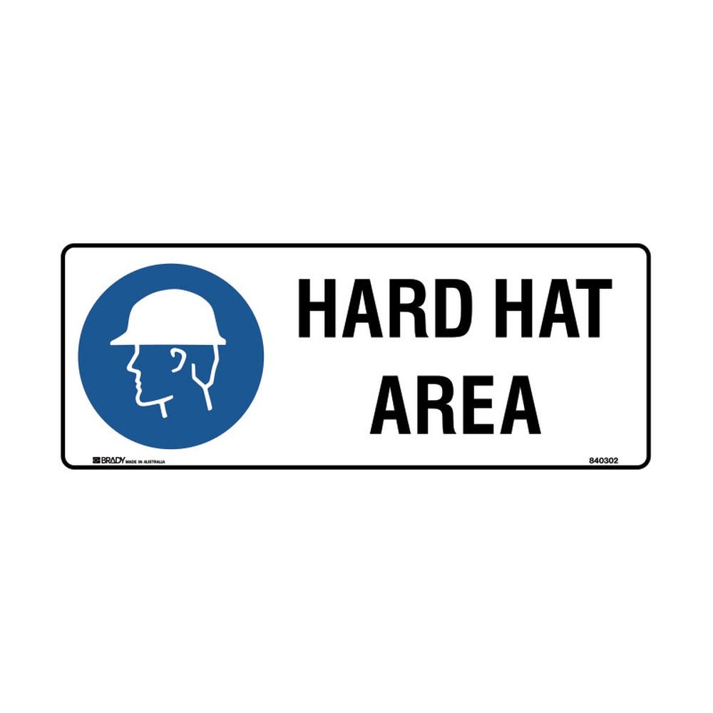 Sign Hard Hat Area Self Adhesive Vinyl H125mm X W300mm 469422 840300