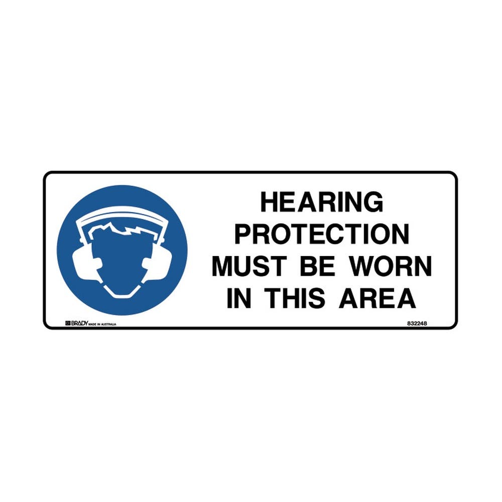 Sign Hearing Protection Must Be Worn In This Area Self Adh Vinyl 125x300 469424 838749
