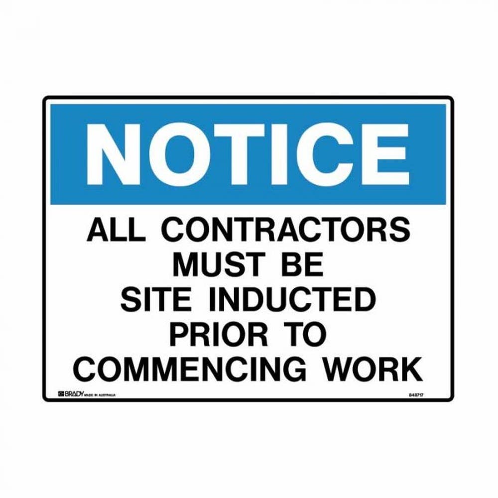 Sign Poly 600x450mm All Personnel MUST Be Must Be Inducted 471975 875373
