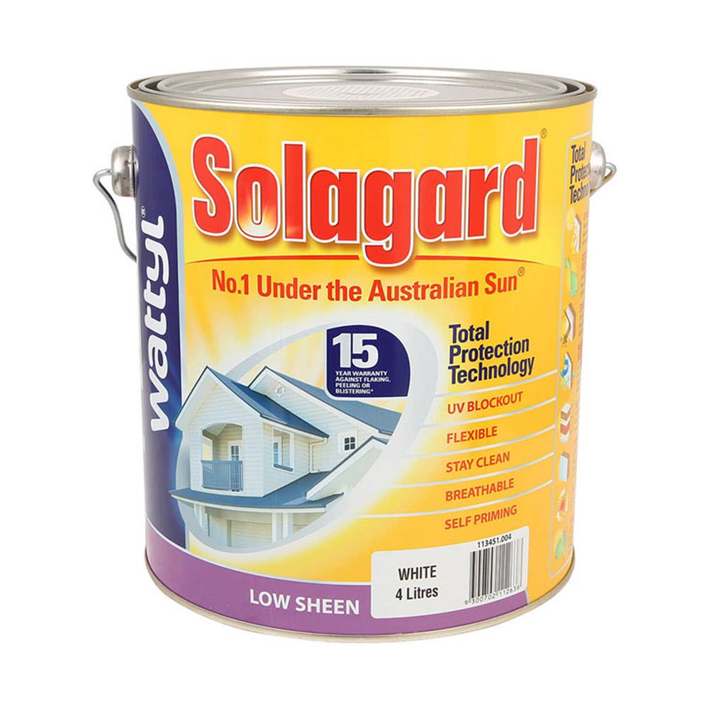 Paint Acrylic Low Sheen Solagard White 4L Wattyl 4734001 113451.004