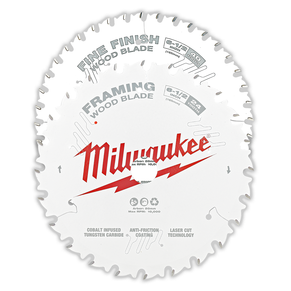 6-1/2'' 165mm Wood Circular Saw Blade Set - 24T Framing + 40T Fine Finish 47500412 48418632