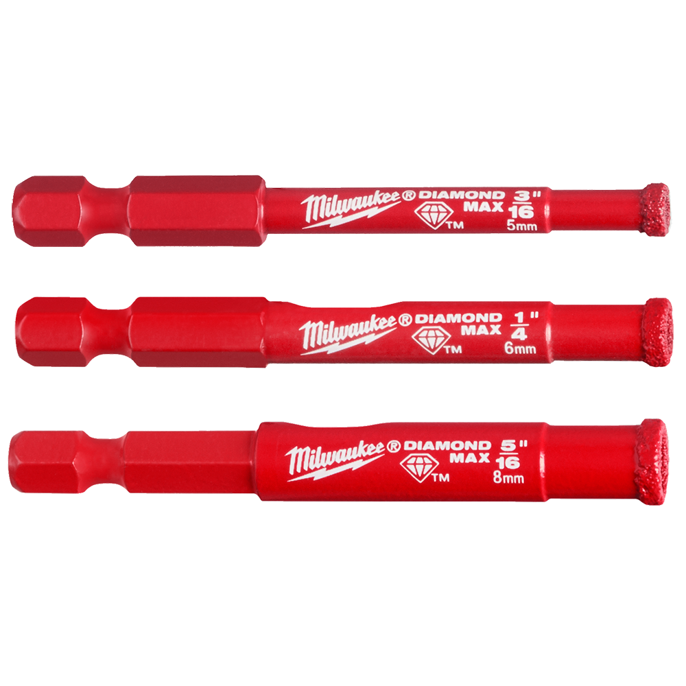 Diamond Plus One Piece Hole Saw 3 Piece Set1 x 5mm 1 x 6mm 1 x 8mm 47500547 49560500